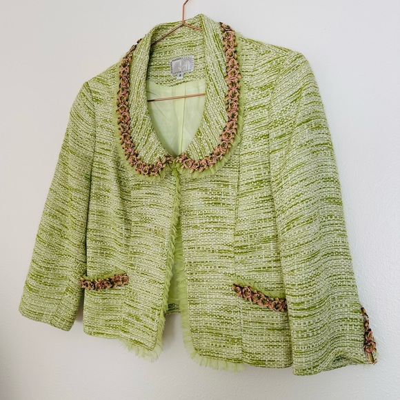 Alberto Makali vintage 90s floral embroidery green long sleeve blazer jacket - Picture 8 of 12